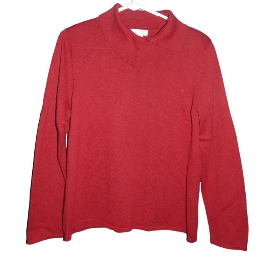 Christopher & Banks women medium dark red vintage shoulder pad long sleeve shirt